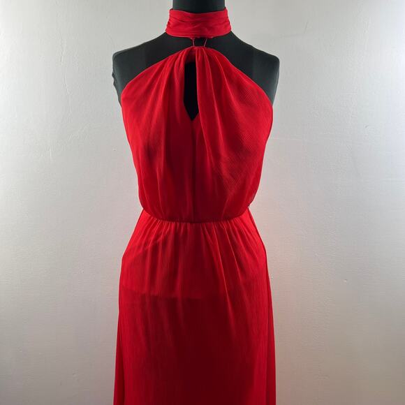 White by Vera Wang Red Evening Gown Sleeveless Choker Neckline Maxi Size 2 - Picture 2 of 9
